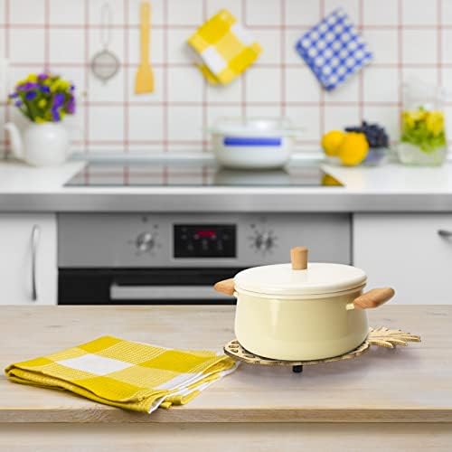 SUMTree 2Pcs Gold Pineapple Cast Iron Trivet with Rubber Feet, Heavy Duty Metal Trivet, Heat-insulation Hot Pot Pads for Hot Dishes, Pots, Pans, for Rustic Kitchen Dining Table, Gold
