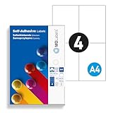 MDlabels Universal Etiketten DIN A4-105x148mm, 400 Etiketten- Mattes Papier Klebeetiketten– bedruckbare - Weiß- Versandetiketten selbstklebend