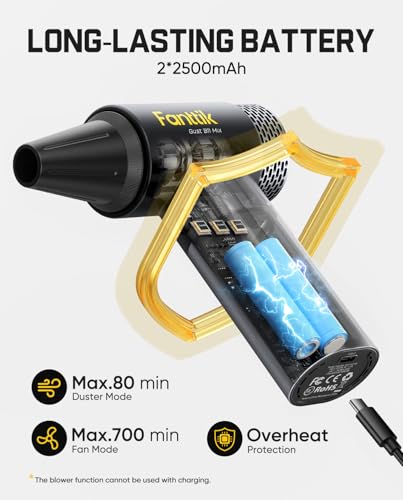 Image of Fanttik Gust B11 Mix 110000RPM Compressed Air Duster, 2-in-1 Electric Air Duster & Portable Fan, 100 Stepless Gears, One-Tap Booster, Rechargeable Dust Blower for PC, Electronics, Outdoor Cooling