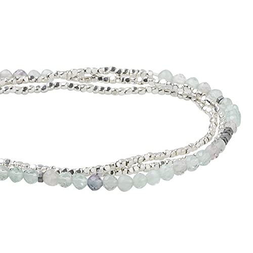 Scout Curated Wears - Women's Delicate Stone Wrap Bracelet & Necklace - Fluorite/Silver4