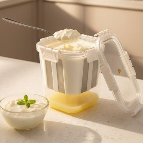 Image of JD FRESH 1800 ml Big Size Greek Yogurt & Curd Maker /Fine Mesh Strainer with Lid /Hung Curd Strainer Box /Home Essentials /Hung Curd /Perfect for Homemade Yogurt /Whey Separator /Curd /Cheese & More