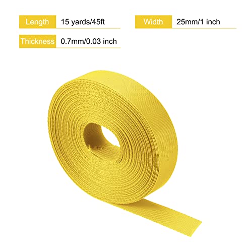 Image of MECCANIXITY Flat Nylon Webbing Strap 1 Inch 15 Yards Gold Tone for Backpack, Cargo Strap, Luggage-rack