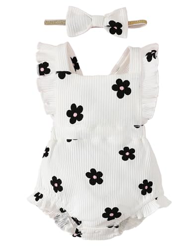 Image of Fullfamous Baby Girl Ruffled Jumpsuit and Headband Set