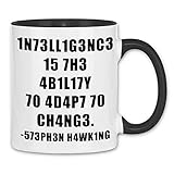 wowshirt Tasse Hawking Fähigkeitstest Ingenieur für Mathe-Lehrer Wissenschaftler IQ Genie Geek Gag, Farbe:White - Black