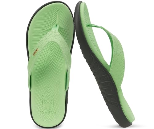 Image of KuaiLu Womens Flip Flops Arch Support Yoga Mat Cushioned Thong Sandals | Ladies Comfortable Walking Slides For Plantar Fasciitis Slip On Indoor Outdoor For Summer