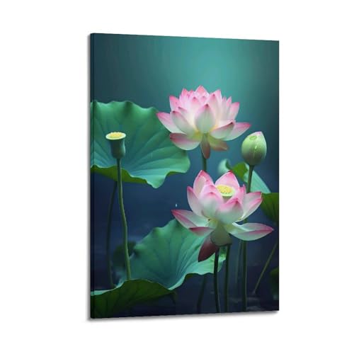 Poster zen lotus méditation impression sur toile moderne pour chambre 50x75 cm