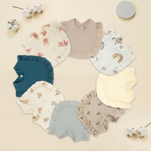 8-Pack Muslin Baby Bibs Baby Drool Bibs Cotton Bandana Bibs for Baby Boy, Girls,Baby Drooling Bibs, Teething Bibs4