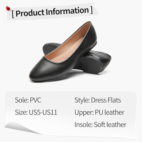 MEFOUND Women's Ballet Flats Shoes Dress Slip on Shoes (Black.US11) by MEFOUND - Used condition - Image 9