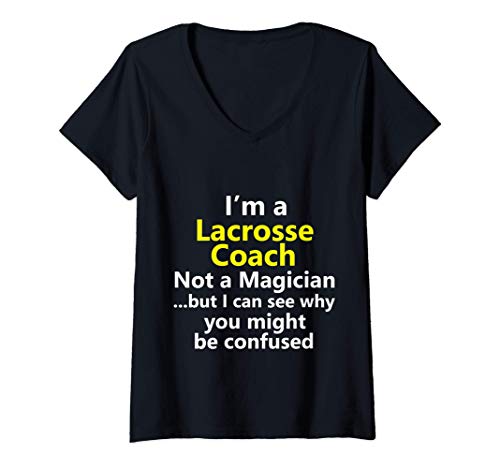 Womens Funny Lacrosse Coach Job Lax Player Team Assistant Gift V-Neck T-Shirt
