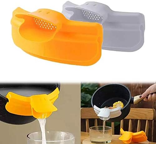 Strainer,2 PCS Silicone Kitchen Dedicated Anti-spill Pots Round Edge Deflector Pour Soup Funnel Duckbill Diversion Mouth for Kitchen Pots Gadget (A)