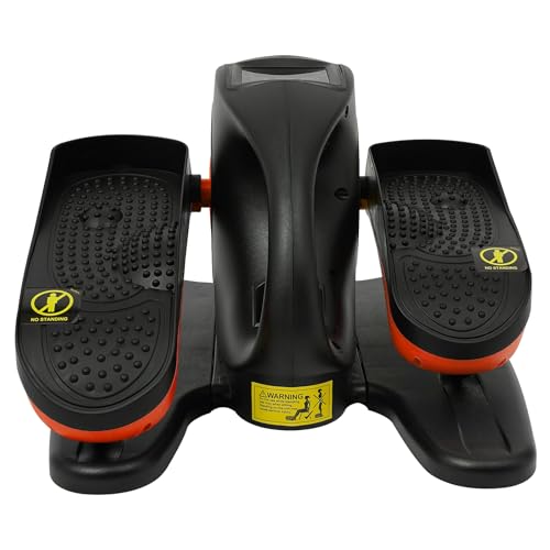 Under Desk Elliptical Machine, Leg Exerciser with 5 Adjustable Speed Quiet & Portable Seated Pedal Exerciser for Home Office Orange