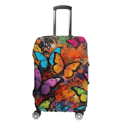 Art Graffiti Butterflies Print Luggage Cover Dustproof Suitcase Cover Elastic Washable Travel Luggage Protector Suitcase Protector Stretch Baggage Protector for 19-32 Inch Luggage XL