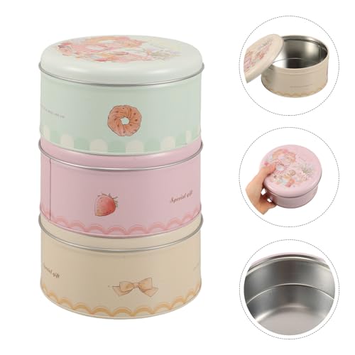 Cajas de hojalata herméticas para galletas y repostería botes redondos infantiles 7