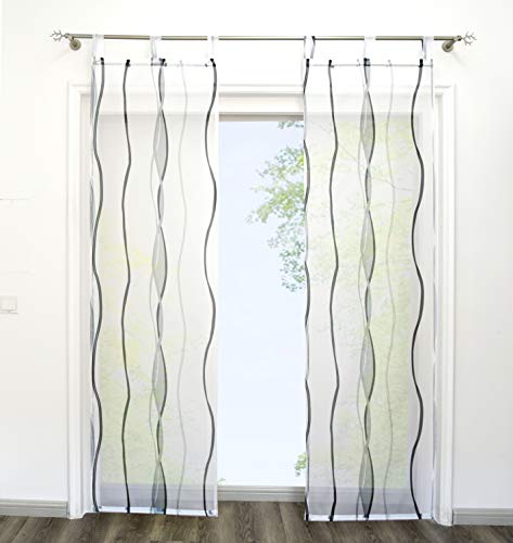 Home U - Cortinas correderas con diseño de Ondas, Visillo, 2 Unidades,...