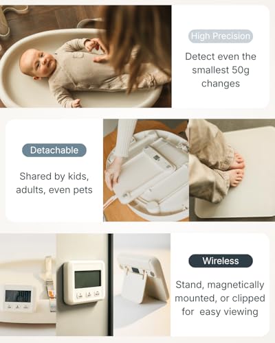 Image of Cuddobaby 4-in-1 Changing Pad | Baby Scale | Height | Room Temp - Vanilla | Weight & Height Growth Monitoring, Integrated Tape, Wipe Clean Cover, for Newborn, Toddler & Adult - Table, Dresser, Bed