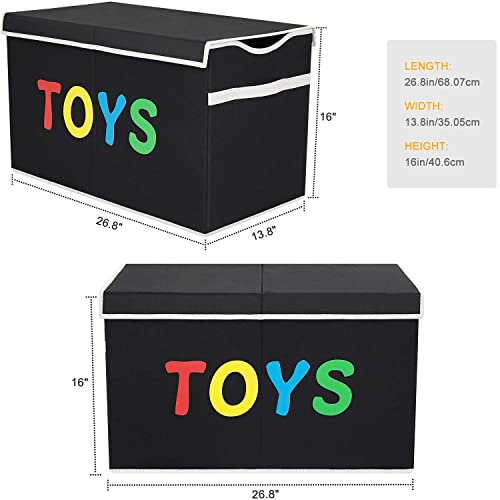 Victor's Kids Toy Box Chest Extra Large Lightweight Collapsible Toy Stanizer Boxes Bins Baskets With Flip-Top Lid & Handles For Kids, Boys, Girls, Nursery Room, Playroom, Closet #TOP3