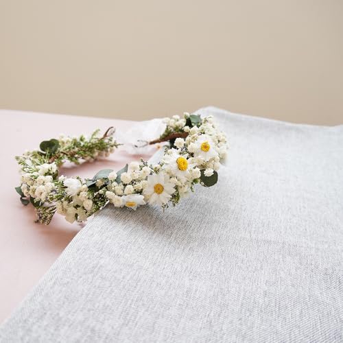 Corona de flores secas Boho para novia miniatura 6