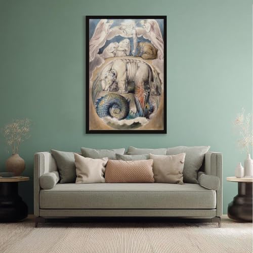 Toile Behemoth William Blake 1825 avec cadre à suspendre pour mur vide