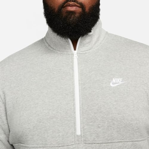 Nike Sportswear Club Men's Brushed-Back 1/2-Zip Pullover Mens DD4732-066 (DK GREY HEATHER/WHITE/WHITE), Size XL4