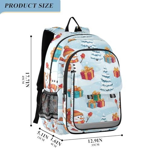 Snowmen Hats Scarves Kids Backpack for School, 17 Inches, Kids Backpack Girls Elementary School, Backpacks for Travel, Age 6-122