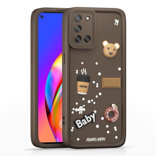 Image of Bintage Back Cover Compatible for Oppo A72 4G / Oppo A52 | Cute 3D Taddy Ball Bear Milk Cake Coffee Silicon Case Full Body & Camera Protection - Brown