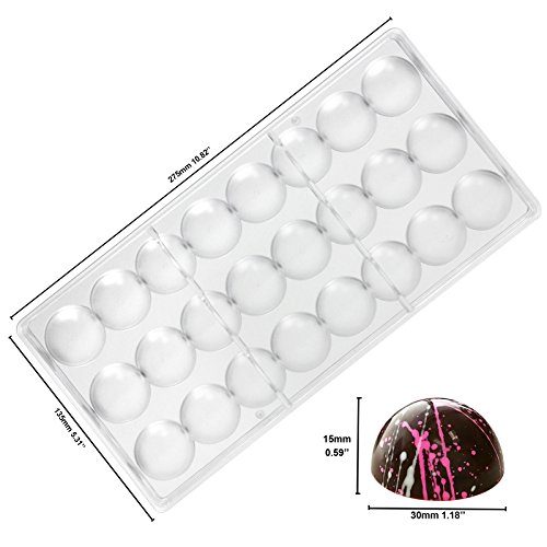 Funshowcase Rose, Heart, Dome, Diamond,Oval Shape Chocolate Mold Plastic 6-Piece Set Bite Size #TOP4