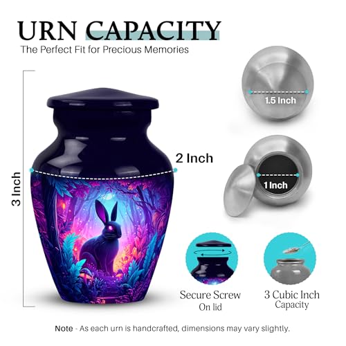 Image of Rabbit Urn - Funeral Urn for Ashes - 3 Inch - Pack of 2 - Cremation Urns - Ash Keepsakes for Human Ashes - Decorative Urns for Adult Male & Female