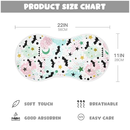 xigua Bats Muslin Baby Burp Cloths Set of 2, Super Soft & Absorbent Burping Rags, Cotton Burp Clothes Shower Gift for Newborn, Baby Girls and Boys4