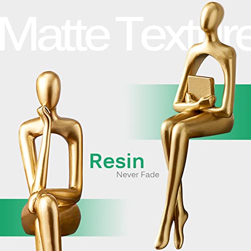 Rirpuae 3Pcs Gold Decor Thinker Statue, Resin Abstract Man Cutout Art Action Statue Coffee Table Decor For Home Living Room Study Office Bookshelf Ornament #TOP1
