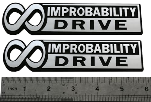 Image of 2Pcs Infinite Improbability Drive Emblems 3D Car Badge for Universal Car Truck SUV Vehicle Window Door Chrome