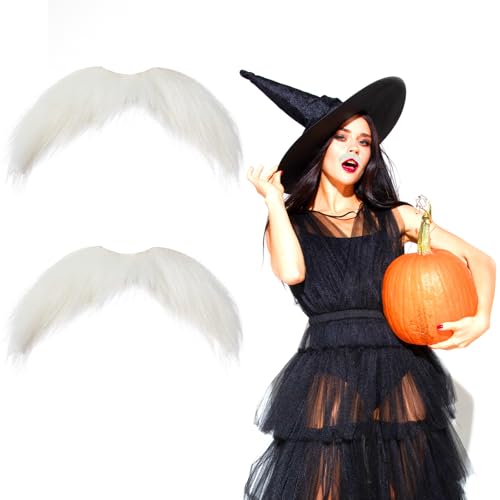 2pcs Weißer Schnurrbart zum Ankleben Fake bart Schnurrbart für...