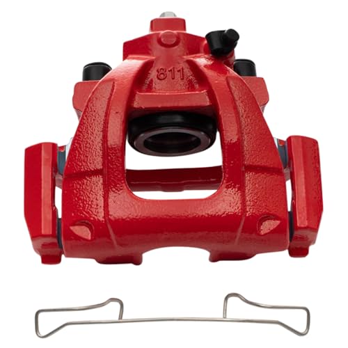 Image of TRQ Front Left Brake Caliper Performance Red Drivers Side | For 2002-2008 Mini Cooper