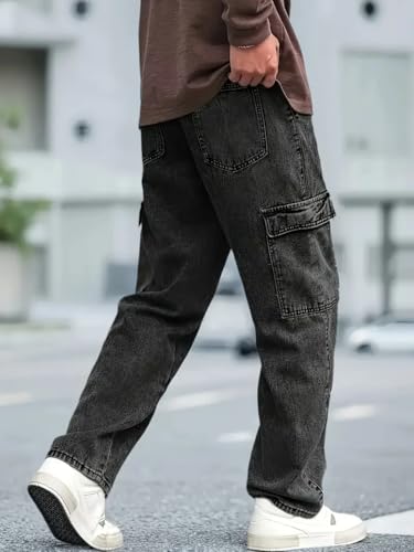Image of Men's Loose Fit Denim Jeans | Mid Rise Straight Baggy Fit | Stretchable Casual Streetwear Jeans for Men