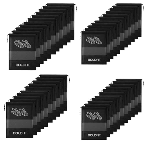 Boldfit Shoe Bag for Travel Bag for Man & Women Shoe Cover for Storage at Home Gym Reusable Travelling Accessories Organizer Pouch Travel Essentials Footwear Bags for Travelling Men -Pack of 48, Black