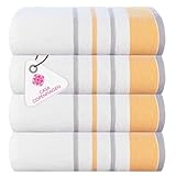 Casa Copenhagen White Bay 4-teiliges Designer Handtuch-Geschenkset aus 100% ägyptischer Baumwolle–Grau–Gold 600g/m²140x70cm–4Badetücher für das Badezimmer(Geschenkset für Damen & Herren)