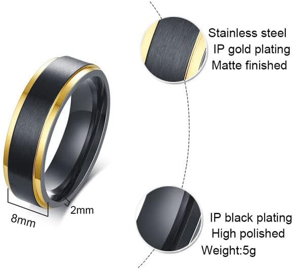 Miniatura 2 de Juego de anillos a juego personalizados para parejas para él y ella, anillos de promesa para parejas, anillos de boda de acero inoxidable negro,