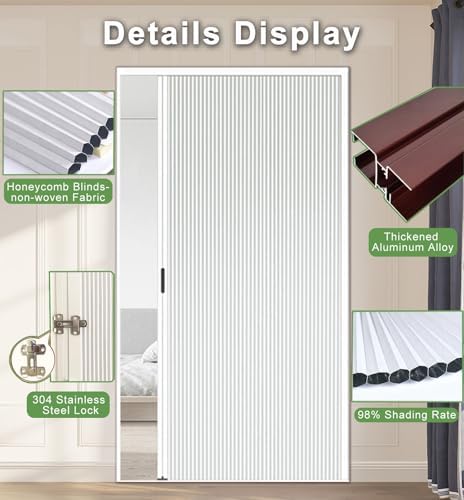 Customizable Accordion Door - Waterproof & Heat-Insulating Folding Curtain with Aluminum Frame, Perfect Sliding Screen for Bedroom & Bathroom (48"x80")