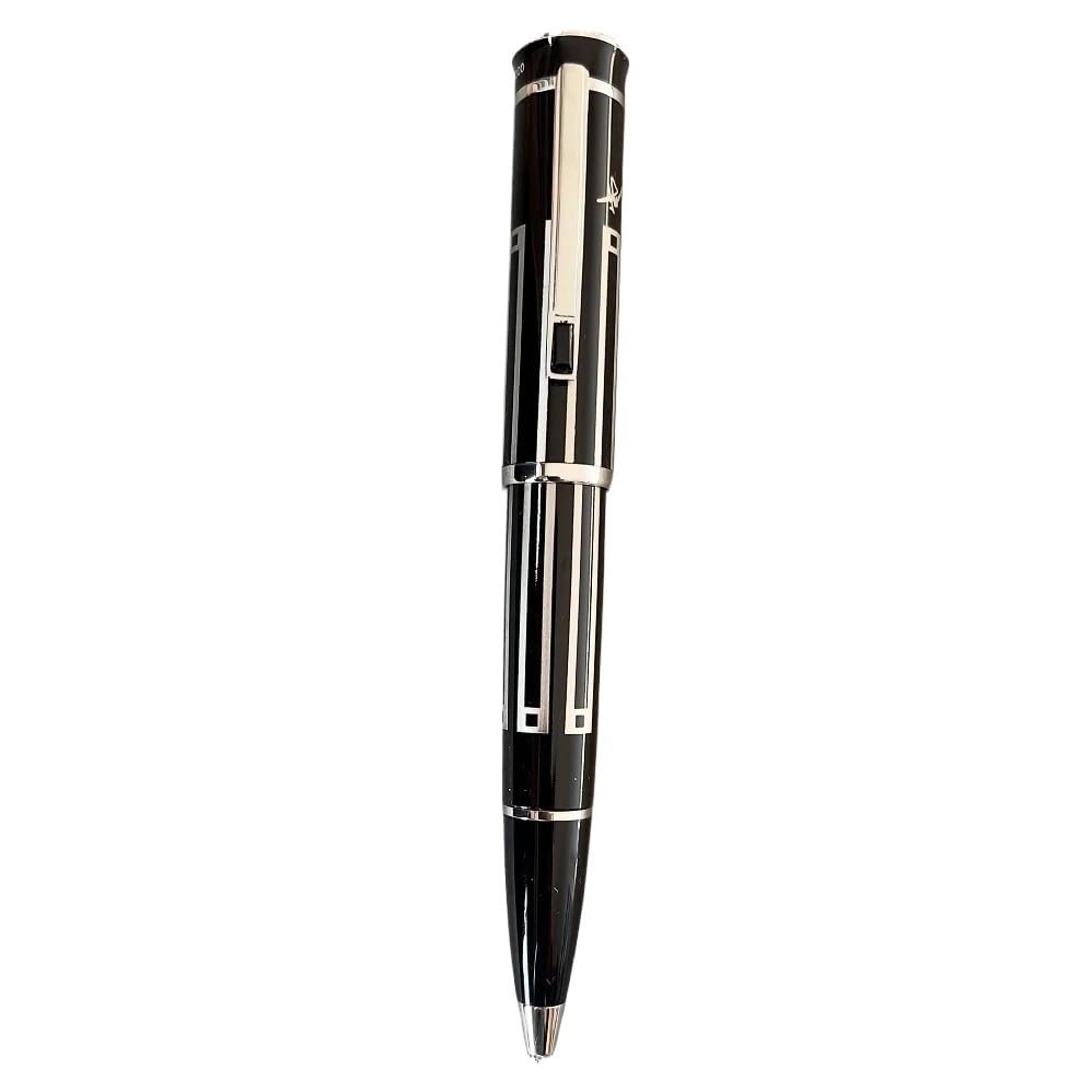 Stylo plume de luxe MUZIT avec logo relief, l'élégance du grand noir et jaune pour bureau