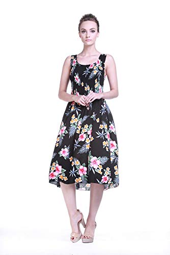 Image of Family Matching Hawaiian Clothes, Hibiscus Black | Black Hibiscus Print • Soft Rayon Fabric • Family Matching Outfits • Vacation Ready • Luau Party Wear