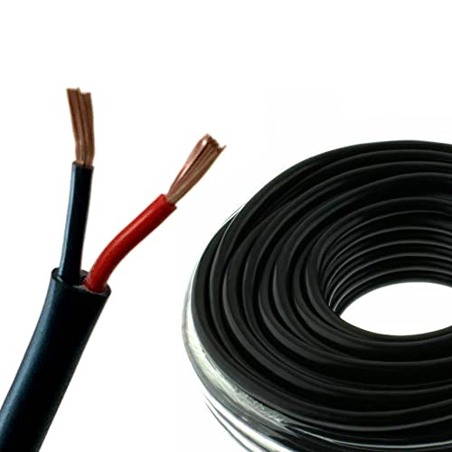 BMF Direct Câble plat torsadé 2 conducteurs pour voiture 12 V 24 V 2 Paroi fine Rouge / Noir Cover