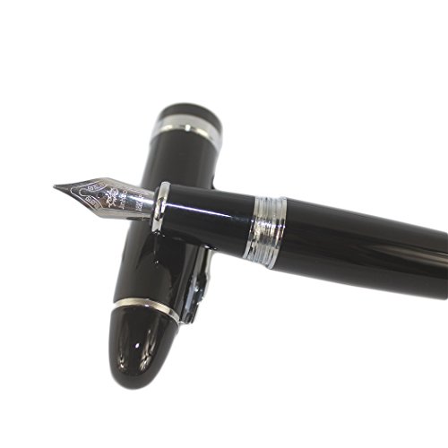 Zoohot Jinhao 159 Fountain Pen Black Lacquer Silver Trim,Silver