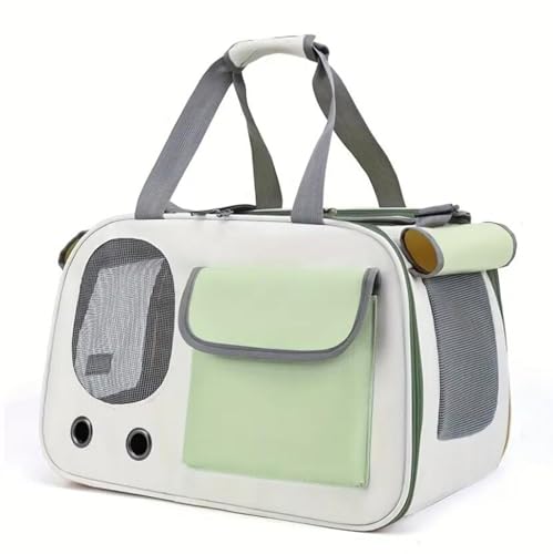 猫用キャリーバッグ ペットキャリーバッグ 折りたたみ式 柔らかくて快適 メッシュ窓 通気性 耐摩耗性 小さい猫 大さい猫 小型犬 ウサギ用 旅行 病院 ピクニック 災害避難などに適用(Green)