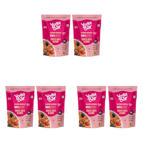 Image of Yogabar Fruit and Nut Muesli 1kg | Muesli with 93% Whole Grains + Dried Fruits+ Nuts and Seeds | Wholegrains, No Added Preservatives (Pack of 3)