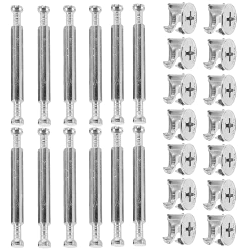 VALICLUD 3-in-1 Double Head Connection Screw 10 Pieces Cabinet Panel Fasteners with Cam Locks for Furniture Assembly 1.89 Inch Coated Torx Screws