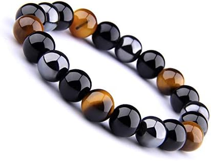 Triple Protection Bracelet, Tiger Eye Hematite Obsidian Natural Stone Beaded Bracelet, Stretchy Bracelet as Amulet Bring Luck and Fortune - Image 6