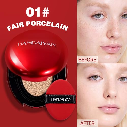 Cushion Foundation, Natural Full Coverage & Weightless Foundation, 24 Hours Durable Luster, Moisturizing Lasting Skin Cushion (Color, #01)