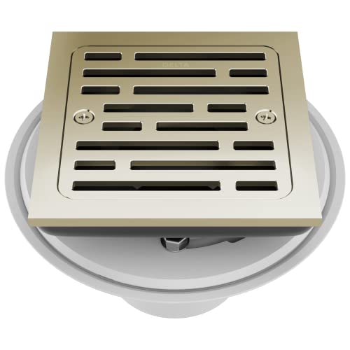Image of Delta Faucet 4 Inch Tile-In Square Shower Floor Drain Polished Nickel, Shower Drain Kit, Square Shower Drain, Chrome Shower Drain, Shower Floor Drain, Polished Nickel DT062412-PN