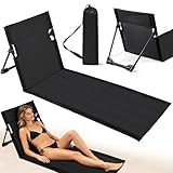 PQETBV Matelas de Plage Pliables avec Dossier, Matelas de Plage de Camping avec Sac de Transport, Chaise Longue Pliable pour Jardin, Plages, Camping Pouvant Supporter 200 kg
