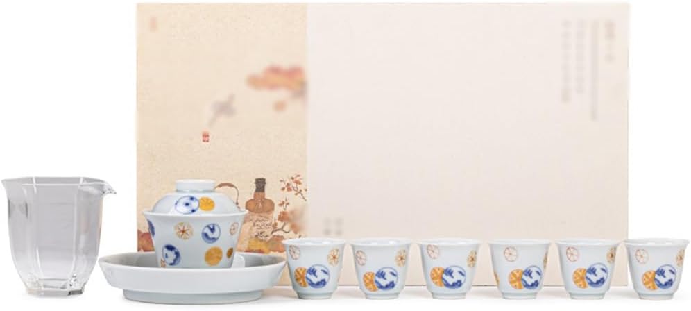 Underglaze Color White Porcelain Ceramic Kung Fu Tea Set Chinese Tea for Home and Office Business Gifts
