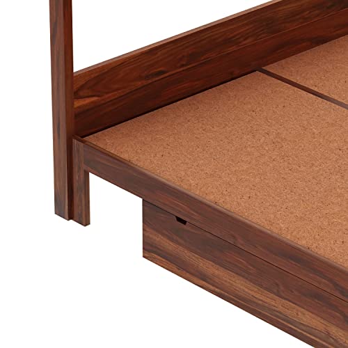 Image of Solid Sheesham Wood Queen Size Poster Bed 2 Drawer Storage for Bed Room Living Room Home Wooden Double Bed Palang Solid Wood Bedroom Furniture for Hotel (Honey Finish)